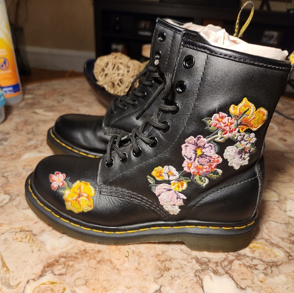Dr. Martens Black Combat Boots with Chunky Sole - Picture 3 of 6
